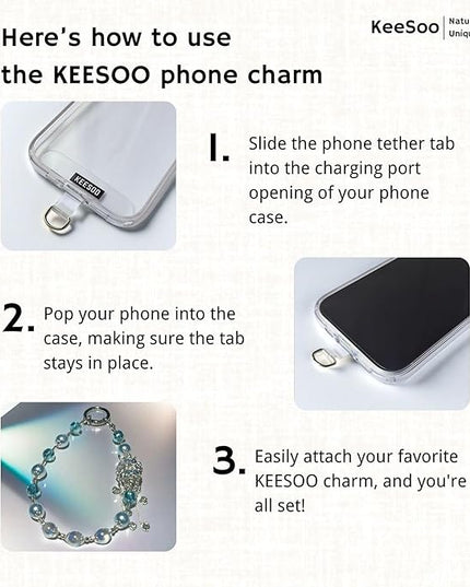 Blue Royal Crystal Crown Original Design Phone Charm with 2 Tether Tabs – Stylish, Durable, and Hands-Free Phone Chain – Compatible with iPhone, Samsung, Pixel & More