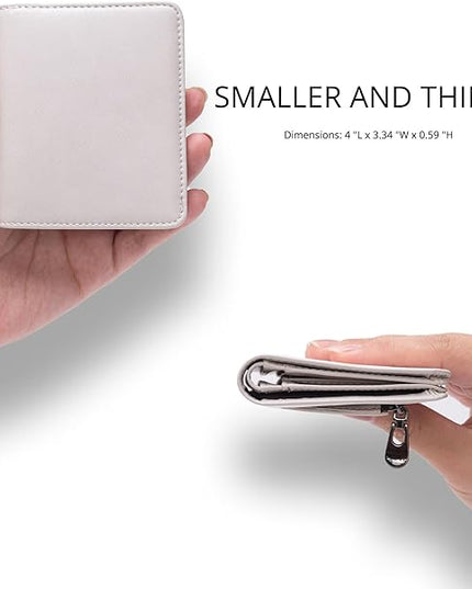 Alldaily Small RFID Wallet for Women Slim Compact Bifold Pocket Ladies Travel Mini Purse (White)
