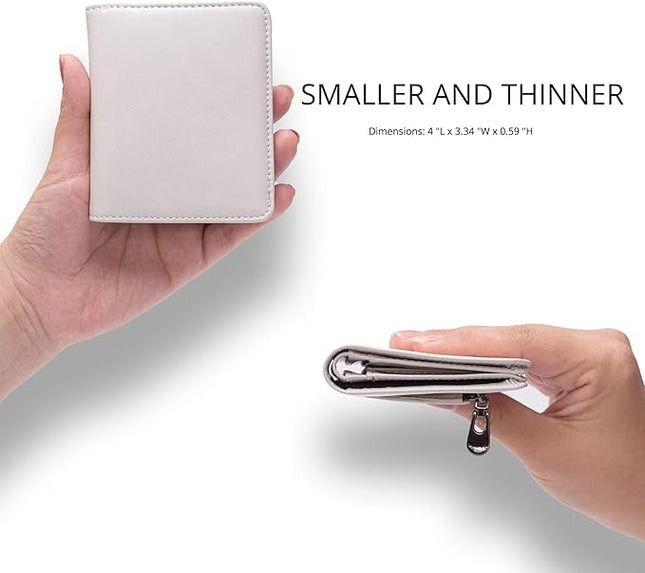 Alldaily Small RFID Wallet for Women Slim Compact Bifold Pocket Ladies Travel Mini Purse (White)