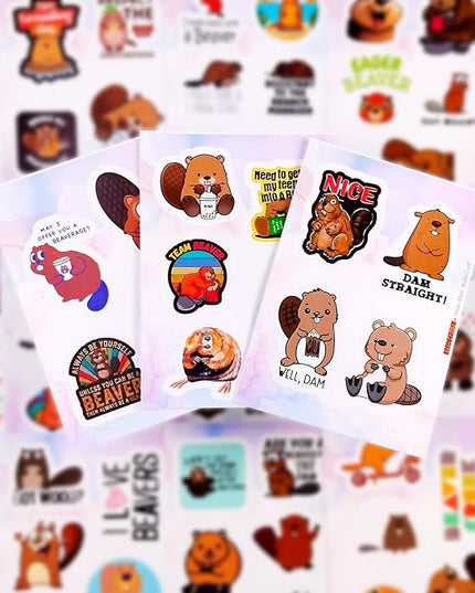 BulbaCraft Beaver Stickers for Water Bottle and Laptop - Nature Party Supplies & Decorations, Waterproof Vinyl Animal Decals, Cute Beaver Stickers Laptop Decals, Gifts for Women & Men