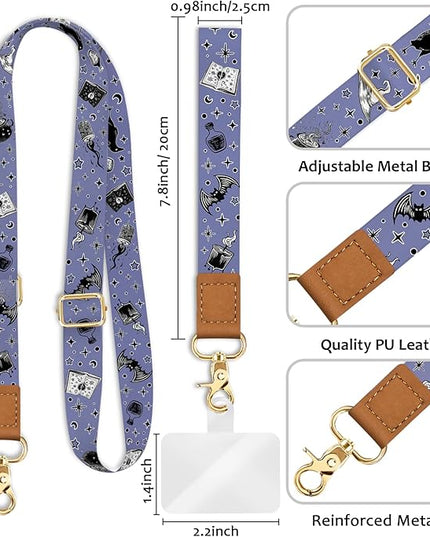 Phone Lanyard Crossbody Wrist Strap, Goth Magic Cell Phone Lanyards for Around the Neck Wristlet Shoulder, Adjustable Cute Strap for Car Keys Keychain Wallet ID Badge