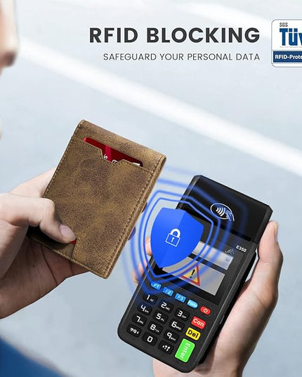 Zitahli Mens-Wallet-Slim-Leather-RFID Blocking Wallet for Men Minimalist Bifold Credit Card Holder with Gift Box