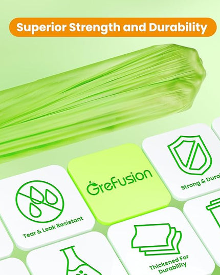 GreFusion Compostable Trash Bags 21 gallon,20 Count,Extra Thick 1.28 Mills,Fits13-25 gallon trash can, Extra Strong and thick,Compostable Lawn & Leaf Yard Waste bags,ASTM D6400,Bpi Certified