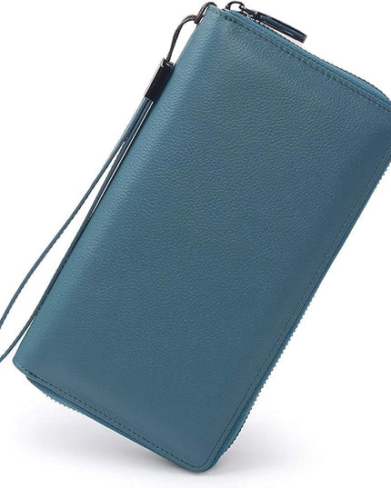 Bveyzi Women RFID Blocking Wallet Leather Zip Around Phone Clutch Large Capacity Ladies Travel Purse Wristlet | RFID Blocking, Zip Around, Large Capacity