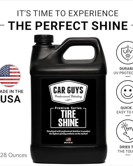 CAR GUYS Tire Shine 1 Gallon Refill | The Perfect Shine | Durable and User Friendly Tire Dressing | Long Lasting UV Protection | 1 Gallon (Sprayer Not Included)