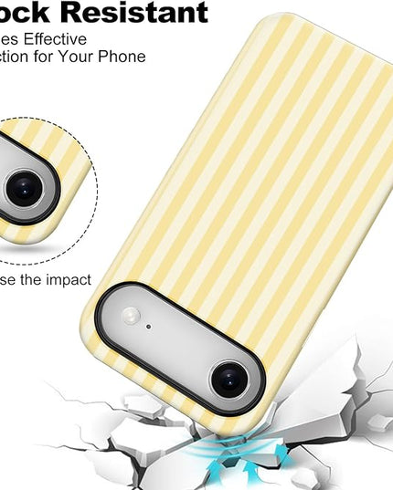 Magnetic for iPhone 17 Air Case Cute Stripes Phone Case, Shockproof Slim TPU and Hard PC Protective Phone Cover Compatible with MagSafe Designed for Women Girls, Pink and White
