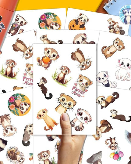 64pcs Ferret Stickers - Ferret Lover Gifts Waterproof Decals for Water Bottles Laptop Luggage Computer Scrapbooking Teens Adults Girls Kids Funny Party Birthday Decorations