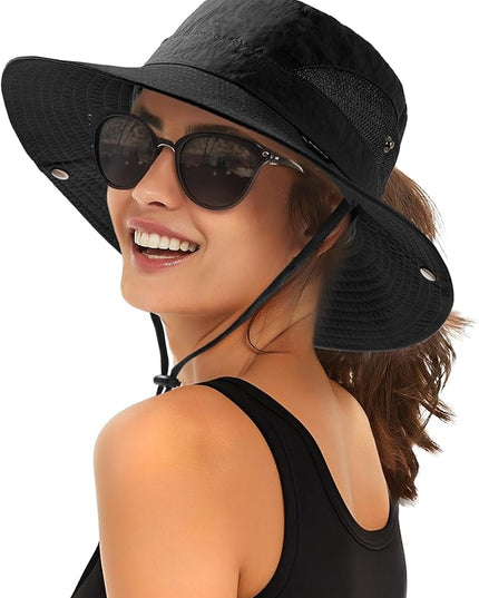 FURTALK Womens Sun Hat with Ponytail Hole Beach Hiking Summer Wide Brim UPF 80+ Outdoor Protection Foldable Bucket Hat