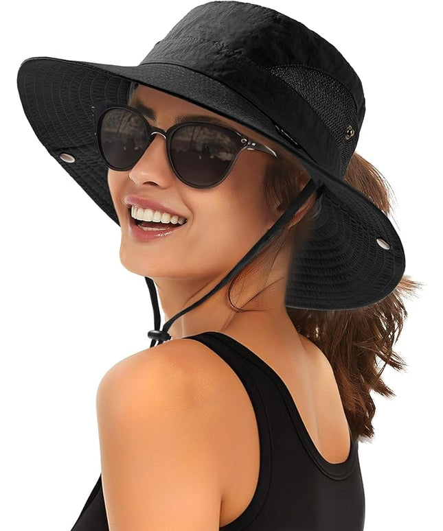 FURTALK Womens Sun Hat with Ponytail Hole Beach Hiking Summer Wide Brim UPF 80+ Outdoor Protection Foldable Bucket Hat