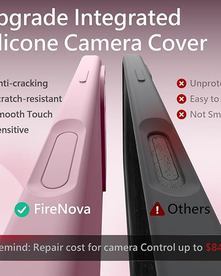 FireNova Magnetic for iPhone 17 Pro Case, Compatible with MagSafe, [Integrated Silicone Camera Control Button] [Camera Protection] Anti-Scratch Microfiber Lining Phone Case, 6.3", Chalk Pink