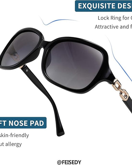 FEISEDY Vintage Square Polarized Sunglasses for Women UV400 Travel Driving Fashion Arcuate Sunglasses B2526