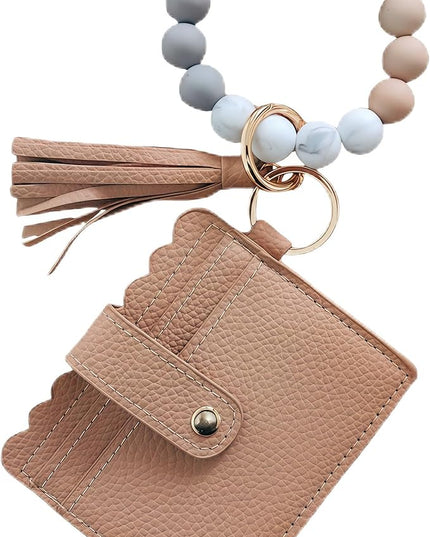 Wristlet Keychain for Women Silicone Key Ring Bracelet Wristlet Wallet Bracelet Keychain Card Holder Keyring