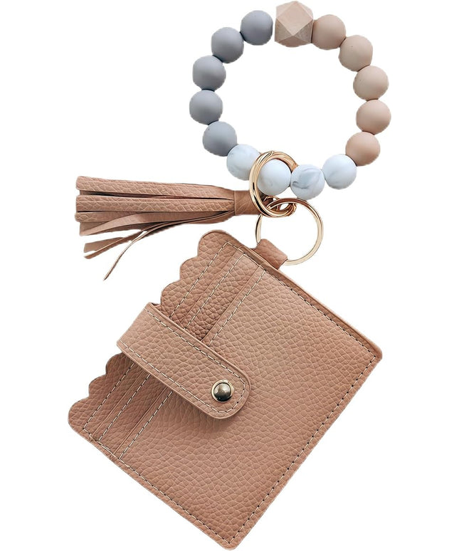 Wristlet Keychain for Women Silicone Key Ring Bracelet Wristlet Wallet Bracelet Keychain Card Holder Keyring