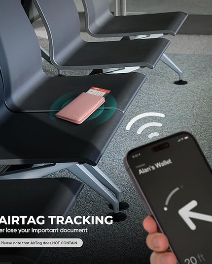 VULKIT Passport Holder with Airtag Slot, Premium Nappa Leather, RFID Blocking Airtag Passport Wallet