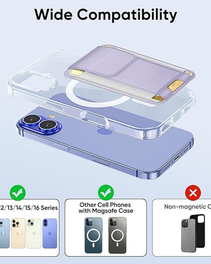 FINPAC MagSafe Wallet, Magnetic Card Wallet Holder for iPhone 17/16/15/14/13/12 Series, Safe RFID Blocking Slim Leather 6 Card Holder for Women Men