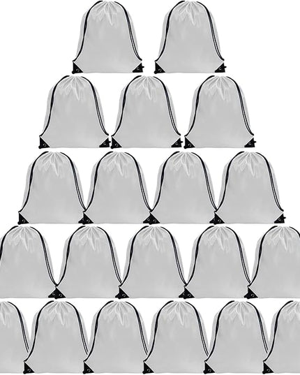 GoodtoU Drawstring Backpack Bulk, 20 Pcs Draw String Bags Cinch Bag Gym Sackpack for Women & Men, White