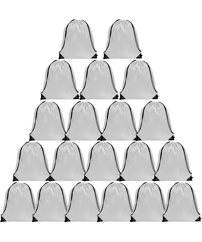 GoodtoU Drawstring Backpack Bulk, 20 Pcs Draw String Bags Cinch Bag Gym Sackpack for Women & Men, White