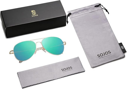 SOJOS Classic Aviator Sunglasses for Women Men Metal Frame Spring Hinges SJ1030