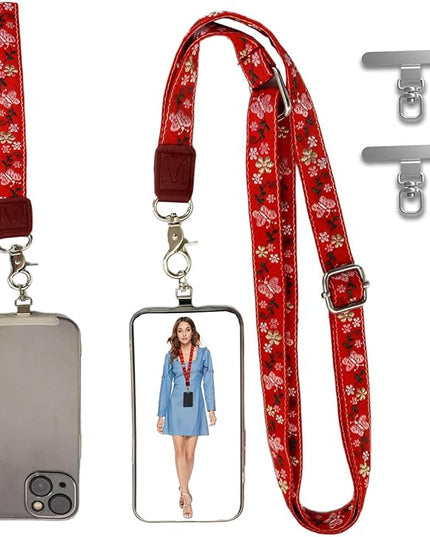 LEMEDE Wrist Keychain and Adjustable Phone Lanyard, Silver Hook Phone Crossbody Strap with 360° Rotating Phone Pads
