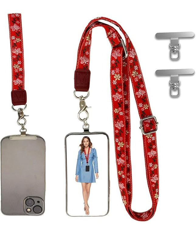 LEMEDE Wrist Keychain and Adjustable Phone Lanyard, Silver Hook Phone Crossbody Strap with 360° Rotating Phone Pads