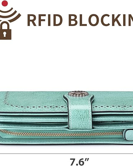 SENDEFN Wallets for Women Leather Credit Card Holder with RFID Blocking Large Capacity Wristlet | with RFID Blocking, Large Capacity, Wristlet, with RFID Blocking, Large Capacity, Wristlet
