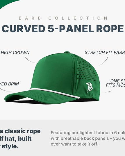 Branded Bills Vintage Old Glory PVC Curved 5 Panel Rope Hat, Fits 7-7 7/8, Adjustable Snapback | Lightweight, Comfort Stretch