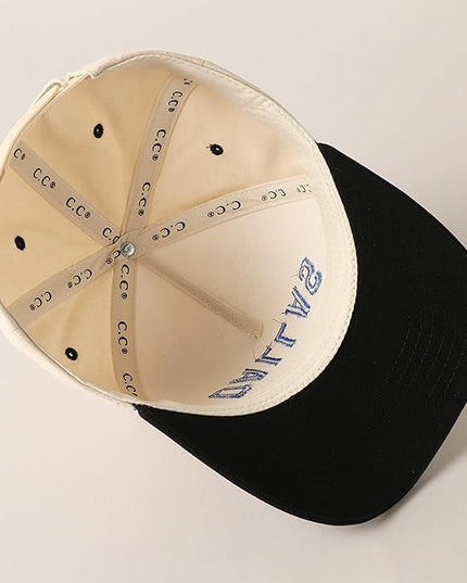 MIRMARU Two-Tone Vintage Canvas Trucker Hats for Men & Women, Adjustable Size Baseball Caps with Trendy Embroidered Design