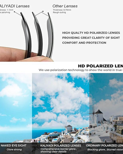 KALIYADI Polarized Sunglasses for Men, Lightweight Sun Glasses with UV Protection for Driving Fishing Golf