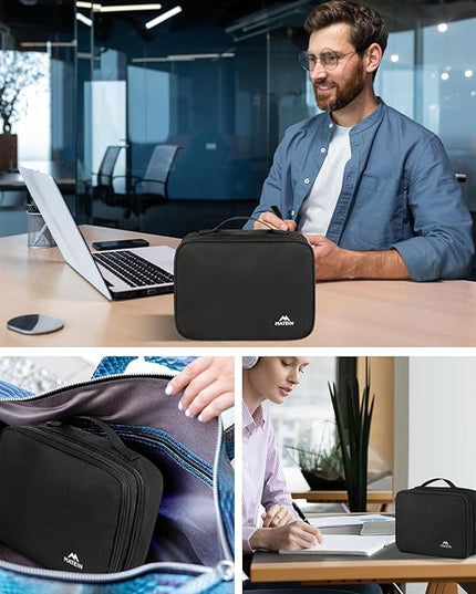 MATEIN Electronic Organizer Travel Case, Small Double Layers Cable Organizer for Travel Accessories, Water Resistant Portable Tech Case for Phone, Cords, Charger, Earphone, Tech Gifts, Black