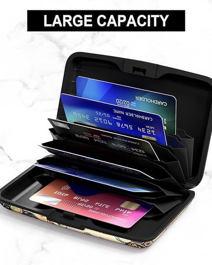 Atufsuat Credit Card Holder, Mini Aluminum Card Wallet RFID Blocking Slim Metal Hard Card Case for Women Men, Cat on Branch