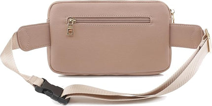 LOVESOME Vegan Leather Waist Bag Fanny Pack Crossbody Bag with Adjustable Strap for Women (Taupe)