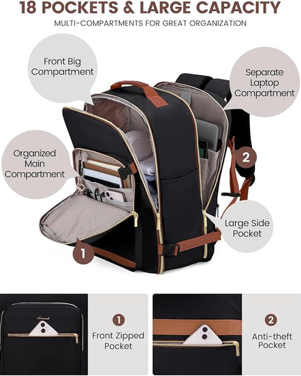 LOVEVOOK 56L Travel Backpack for Women & Men, Airline Approved Carry On Luggage with 3 Packing Cubes, TSA Overnight Bags, Waterproof Personal Item Bag, Weekender Essentials Backpacks fits 17" Laptop