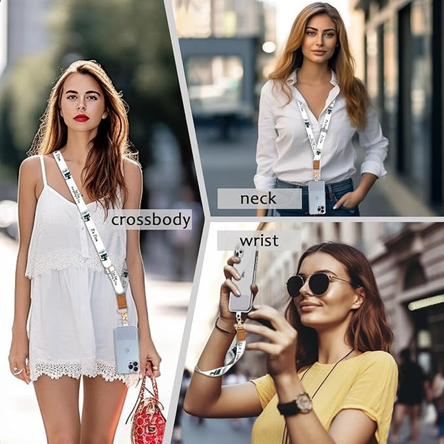 Phone Lanyard Crossbody with Wrist Strap, Black Cat Cell Phone Lanyards for around the Neck Wristlet Adjustable Strap Funny Cute for Keys Case ID Badges Accessories