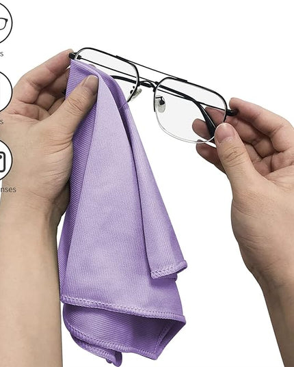 6 Pack Microfiber Glass Cleaning Cloth, 16 Inch X 16 Inch, Lint Free Quickly Clean Window, Glasses, Windshields, Mirrors, and Stainless Steel, Purple