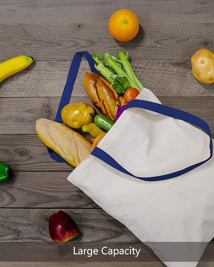 TOPDesign 12-Pack Economical 16"x15" Cotton Tote Bag, Lightweight Medium Reusable Grocery Shopping Cloth Bags, Suitable for DIY, Advertising, Promotion, Gift, Activity