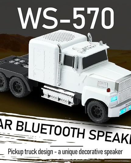 American Truck Bluetooth Speaker with HD Sound, TWS Pairing, LED Party Light, Operation Panel, Built-in Mic, Portable Car Model Speaker for Parties, Beach, Outdoor Activities (White)