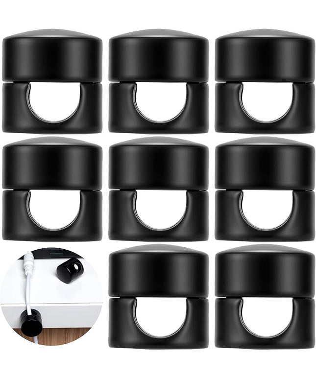 8 Sets Charger Holders for Cords, Matte Black Color Adjustable Cable Anchor Holders, Adhesive Metal Cord Clips, Cable Management Wire Organizers for Desk, Office, Nightstand