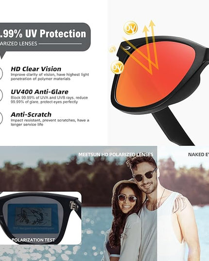 MEETSUN Polarized Sunglasses for Women Men Classic Retro Square Frame Driving Sun Glasses UV Protection