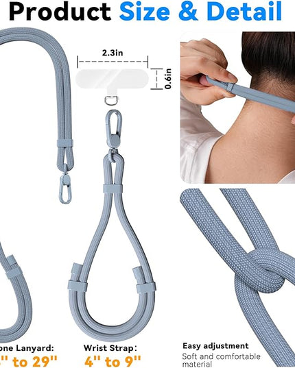 4 Pack Phone Lanyard & Wrist Strap, Cell Phone Lanyard for Around The Neck Adjustable Phone Strap for Most Smartphones