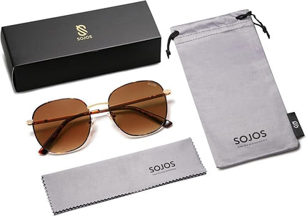 SOJOS Classic Trendy Square Sunglasses for Women Men Cute Big Frame Gold Shades SJ1137