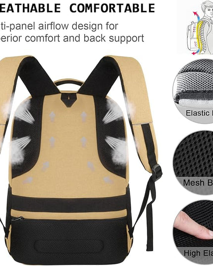 Laptop Backpack,Business Travel Anti Theft Slim Durable Laptops Backpack with USB Charging Port,Water Resistant College Computer Bag for Women & Men Fits 15.6 Inch Laptop and Notebook-Khaki