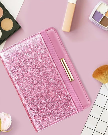 Passport Holder Cover Travel RFID Blocking Passport Cover Rose Gold Cute Flowers Passport Wallet with Elastic Band for Women