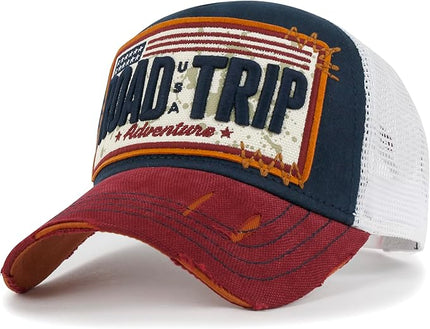 ililily Premium Road Trip Vintage Distressed Snapback Trucker Hat Baseball Cap