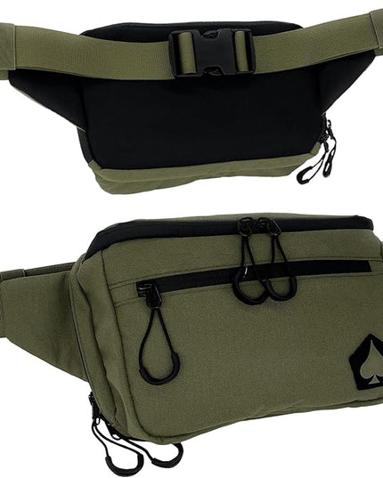 HighSpeedDaddy Carry Fanny Pack - 500D Water-Resistant Nylon, Quick Access CCW Pocket, YKK AquaGuard Zippers, EDC Bag with Adjustable Waist (upto 49"), Everyday Carry for Men & Women - Green