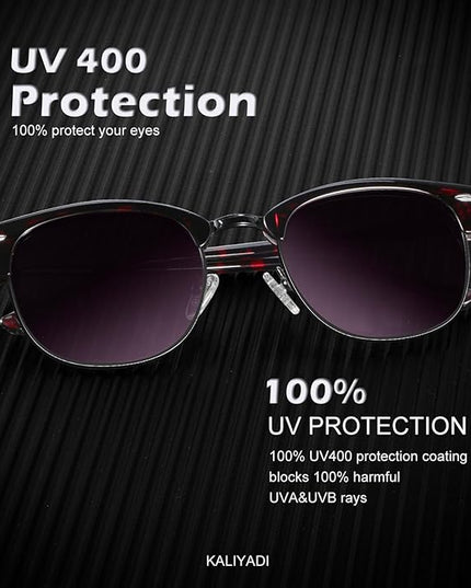 KALIYADI Polarized Sunglasses for Men and Women Semi-Rimless Frame Driving Sun glasses UV Blocking
