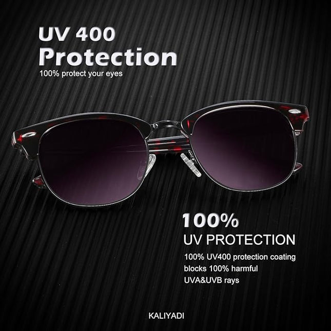 KALIYADI Polarized Sunglasses for Men and Women Semi-Rimless Frame Driving Sun glasses UV Blocking