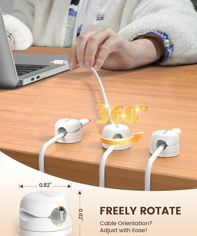 6Pack Rotatable Cord Organizer Cable Clips - Lamicall [1s Lock] Spring Cord Holder, Desk Phone Charger Cable Management, Wire Keeper for Nightstand, Office Accessories & Christmas Home Organizers