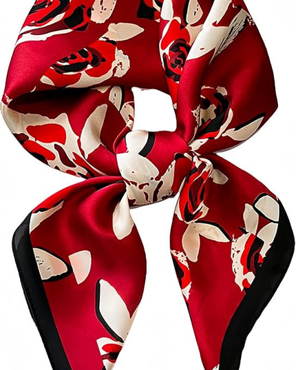 MINIDORA Satin Scarves for Women 27.5 × 27.5 inches Medium Square Elegant Silk Feeling Head Scarf