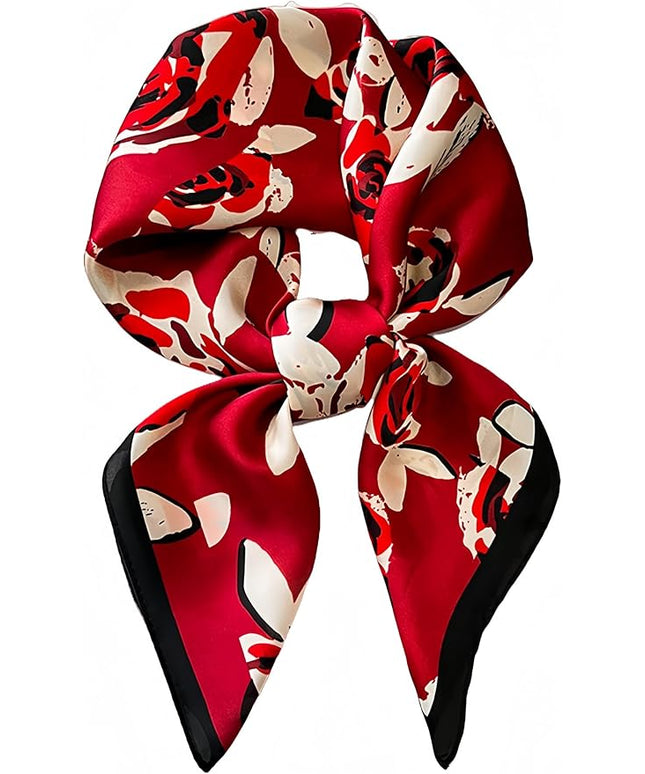 MINIDORA Satin Scarves for Women 27.5 × 27.5 inches Medium Square Elegant Silk Feeling Head Scarf