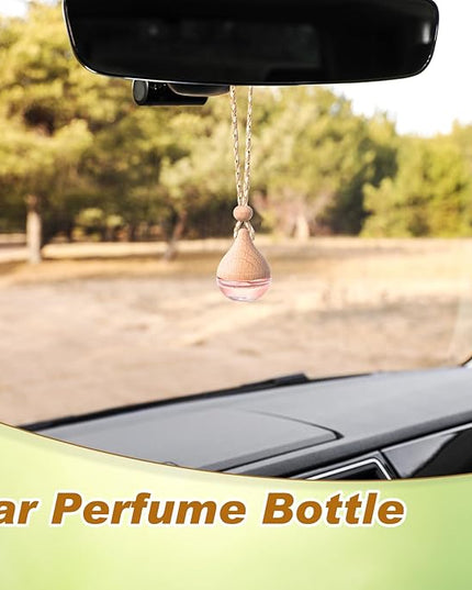 BBTO 50 Pcs Hanging Car Air Freshener Car Diffuser Bottles Empty Glass Perfume Bottle Freshener Diffuser Bottle Pendant for Essential Oil Fragrance Aromatherapy Bottle Ornament(Water Drop)